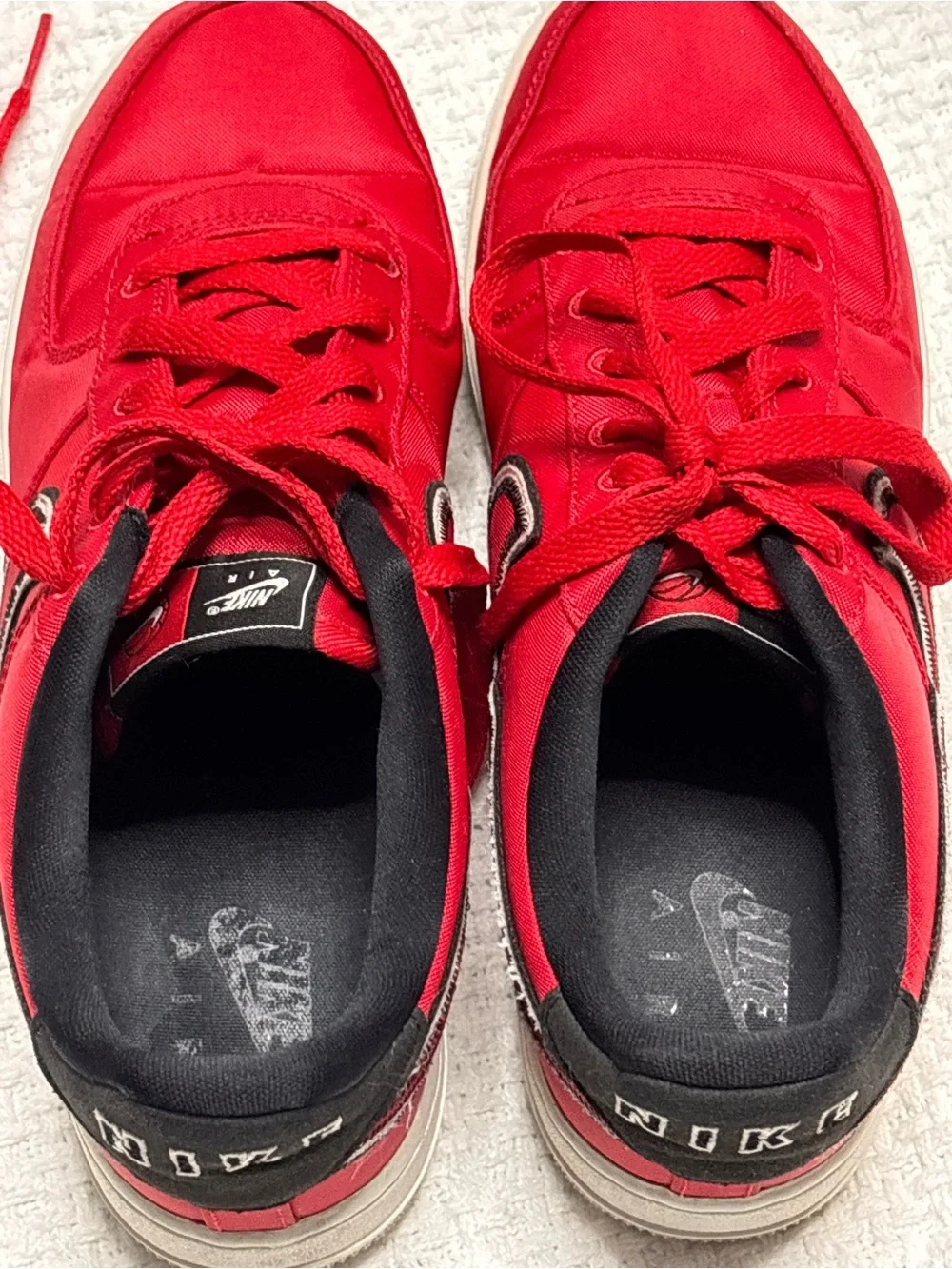 Nike Air Force 1 Low University Red Black Nylon Embroidered Swoosh
